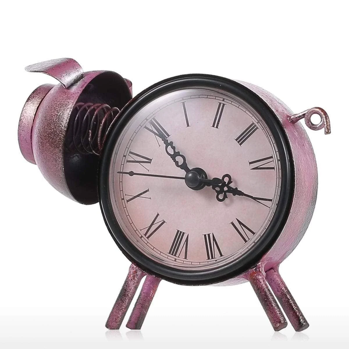 Piggy Metal Decor Table Clock Cute Quirky Home Decoration 7