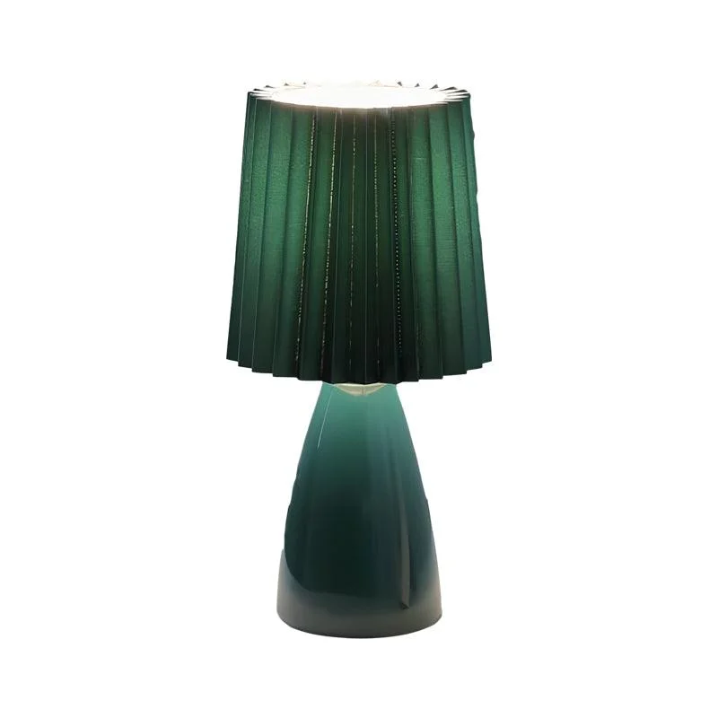 PleatedFabricGlassBaseUSBDimmable1-LightTableLamp-Homeko7 Pleated Fabric Glass Base USB Dimmable 1-Light Table Lamp - Homeko