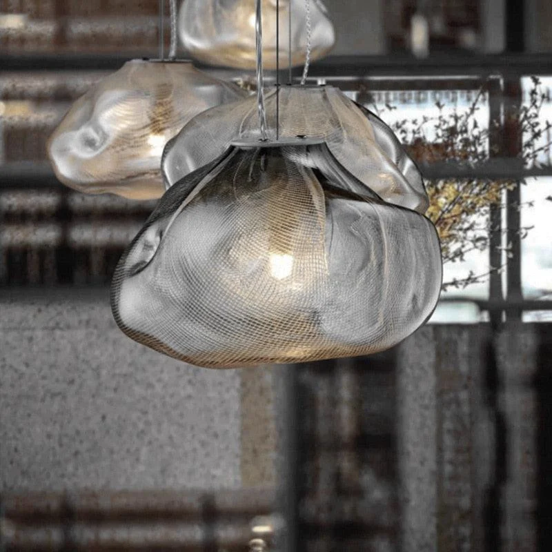 PremiumClearSmokyCloudGreyBlownGlassChandelierLightingHangingLampDecorative-Homeko2 Premium Clear Smoky Cloud Grey Blown Glass Chandelier Lighting Hanging Lamp Decorative - Homeko