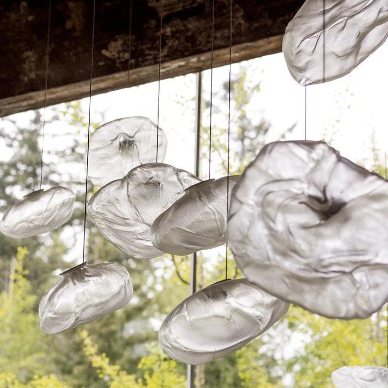 PremiumClearSmokyCloudGreyBlownGlassChandelierLightingHangingLampDecorative-Homeko4 Premium Clear Smoky Cloud Grey Blown Glass Chandelier Lighting Hanging Lamp Decorative - Homeko