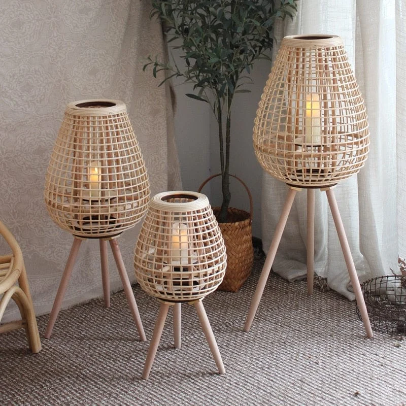 Rattan Floor Lamp Candelabra Patio Decorative Candle Holders Lantern Japanese Style Titular De La Vela Home 129bd800 4190 48c9 Bf1d 24afffc205cb