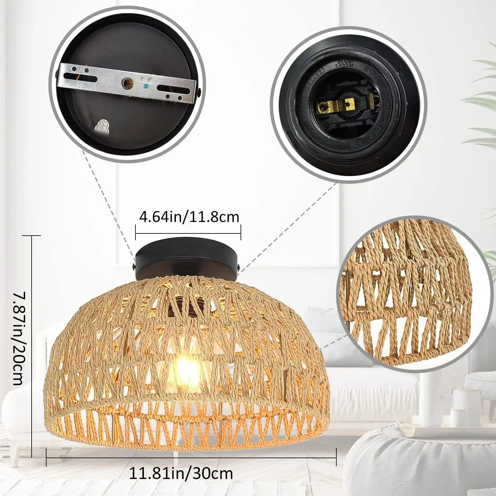 RattanPendantLightingChandelierHangingLampCeilingHandmadeHomeLivingDecor-Homeko6 Rattan Pendant Lighting Chandelier Hanging Lamp Ceiling Handmade Home Living Decor - Homeko
