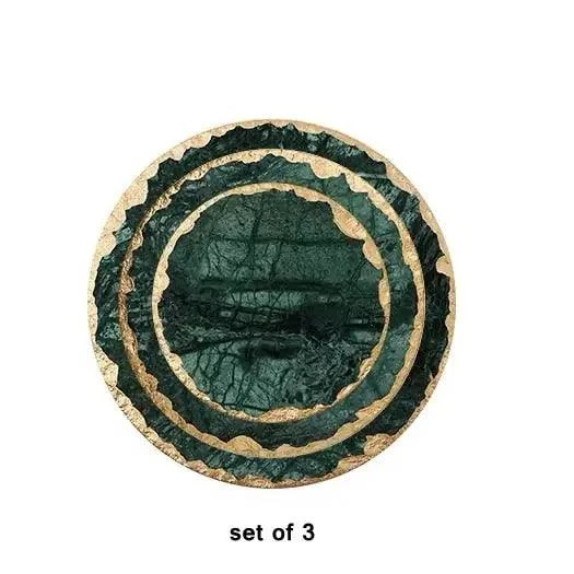 Real Emerald Marble Coaster With Gold Inlay Heat Resistant Decorfaure 1685701464