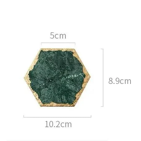 Real Emerald Marble Coaster With Gold Inlay Heat Resistant Decorfaure 1685701480