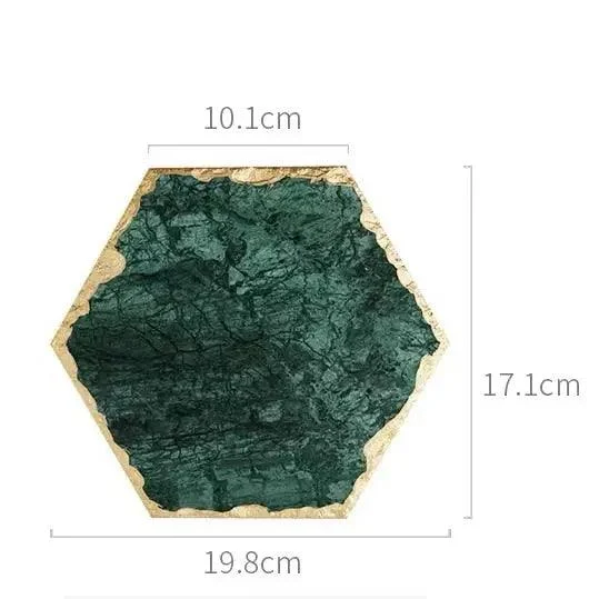 Real Emerald Marble Coaster With Gold Inlay Heat Resistant Decorfaure 1685701548