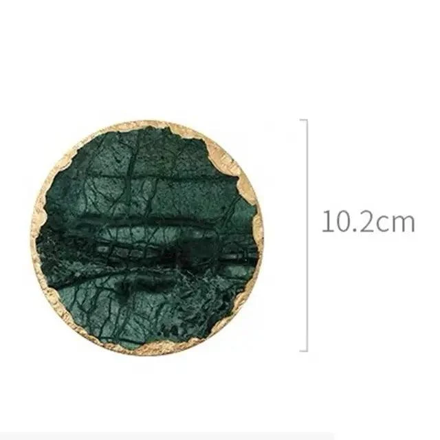 Real Emerald Marble Coaster With Gold Inlay Heat Resistant Decorfaure 1685701630