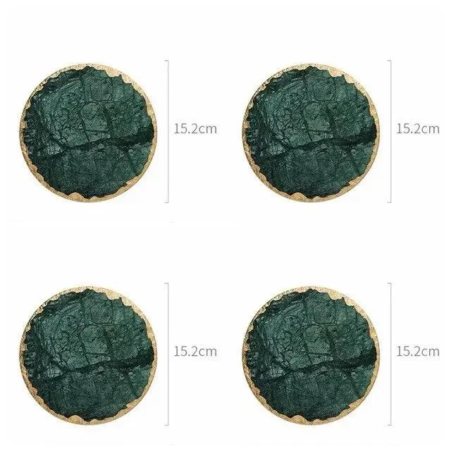 Real Emerald Marble Coaster With Gold Inlay Heat Resistant Decorfaure 1685701667