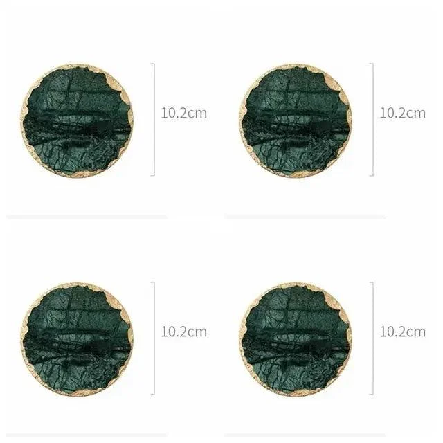 Real Emerald Marble Coaster With Gold Inlay Heat Resistant Decorfaure 1685701850