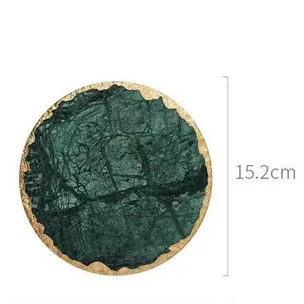 Real Emerald Marble Coaster With Gold Inlay Heat Resistant Decorfaure 1685701882