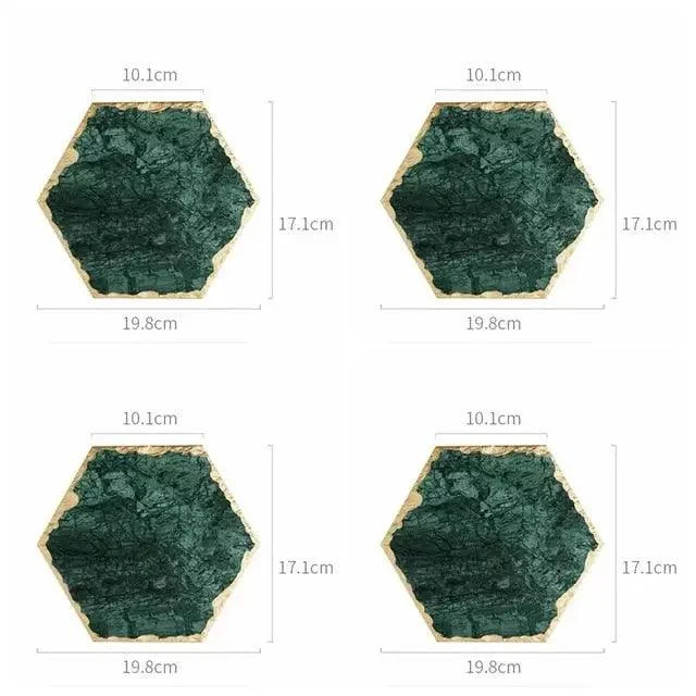 Real Emerald Marble Coaster With Gold Inlay Heat Resistant Decorfaure 1685701931