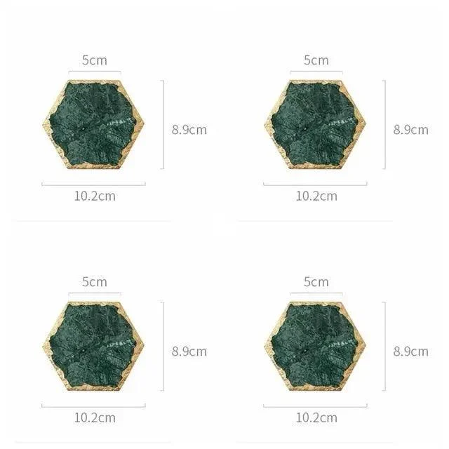 Real Emerald Marble Coaster With Gold Inlay Heat Resistant Decorfaure 1685701984