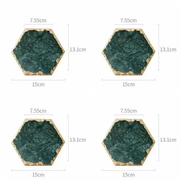 Real Emerald Marble Coaster With Gold Inlay Heat Resistant Decorfaure 1685702025
