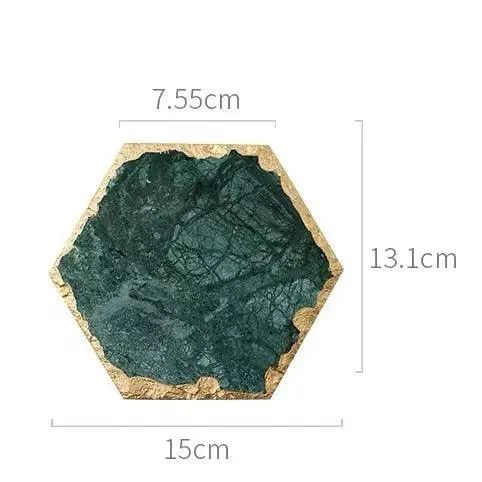 Real Emerald Marble Coaster With Gold Inlay Heat Resistant Decorfaure 1685702049
