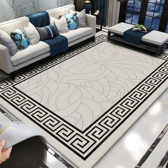 Red Blue Baroque Europe Carpet Thickened Living Room Rugs Large Decor - Homeko