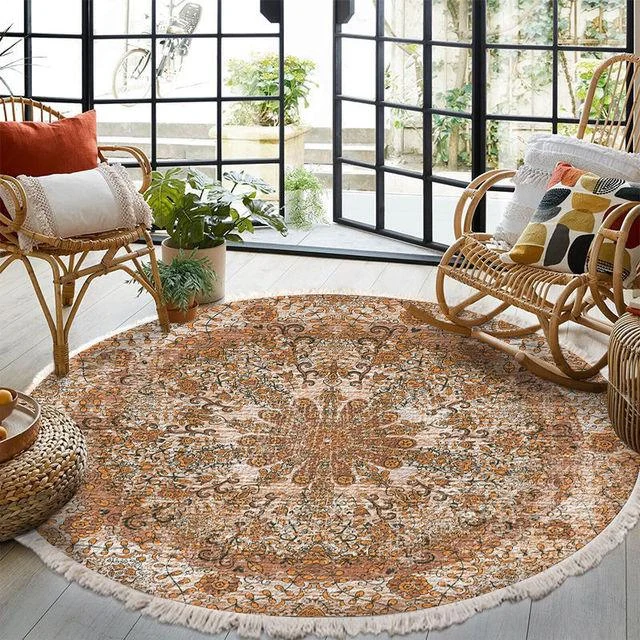 RelaxBohoTasselEuropeanRoundRugsLivingRoomCarpetsDecorationMachineWashable-Homeko10 Relax Boho Tassel European Round Rugs Living Room Carpets Decoration Machine Washable - Homeko