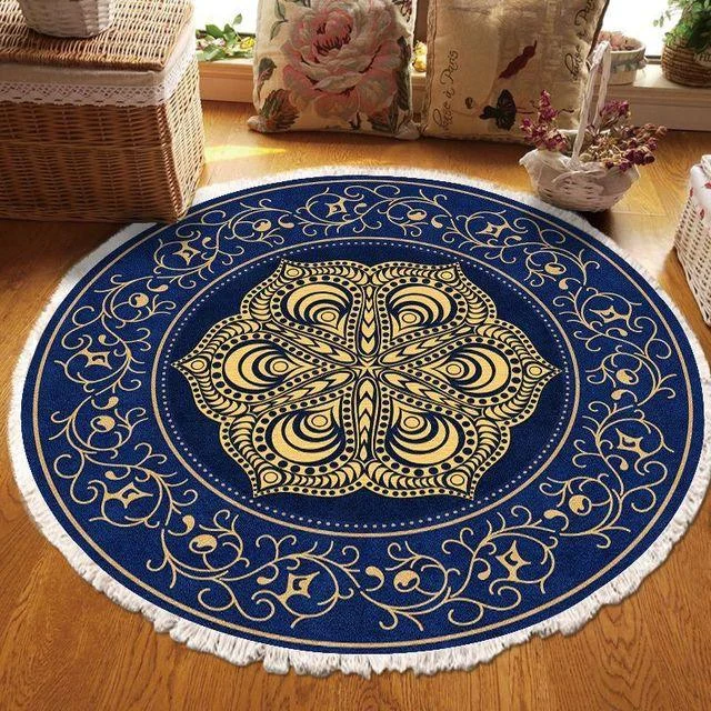 RelaxBohoTasselEuropeanRoundRugsLivingRoomCarpetsDecorationMachineWashable-Homeko12 Relax Boho Tassel European Round Rugs Living Room Carpets Decoration Machine Washable - Homeko