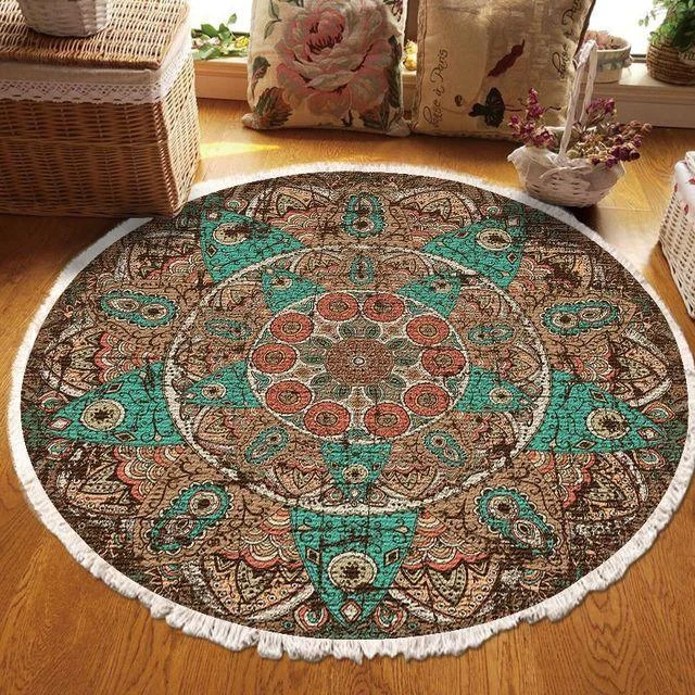 RelaxBohoTasselEuropeanRoundRugsLivingRoomCarpetsDecorationMachineWashable-Homeko13 Relax Boho Tassel European Round Rugs Living Room Carpets Decoration Machine Washable - Homeko