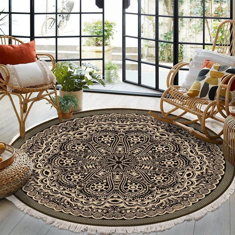 RelaxBohoTasselEuropeanRoundRugsLivingRoomCarpetsDecorationMachineWashable-Homeko2 Relax Boho Tassel European Round Rugs Living Room Carpets Decoration Machine Washable - Homeko