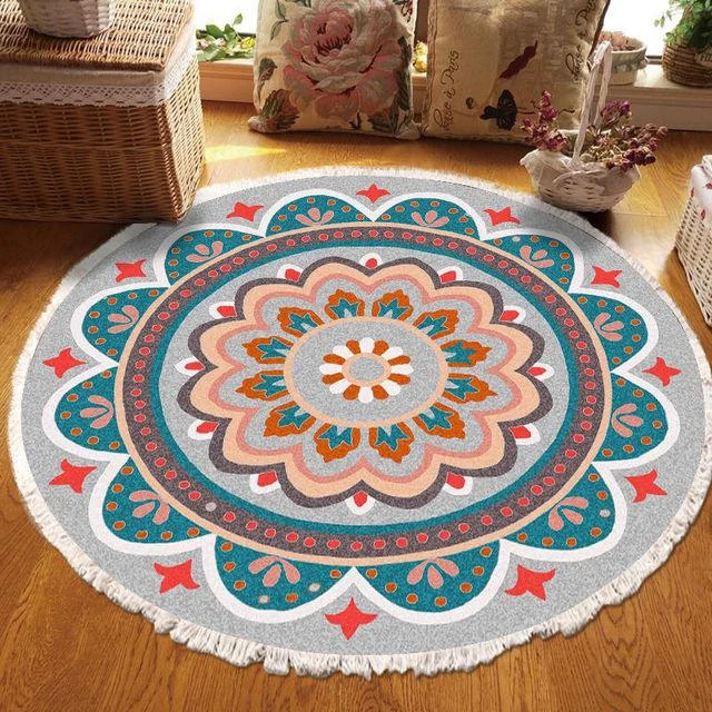 RelaxBohoTasselEuropeanRoundRugsLivingRoomCarpetsDecorationMachineWashable-Homeko7 Relax Boho Tassel European Round Rugs Living Room Carpets Decoration Machine Washable - Homeko
