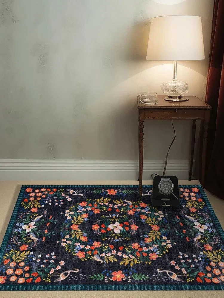 RetroBohoBirdFloralRugCarpetLargeAreaLivingRoomBalcony-Homeko3 Retro Boho Bird Floral Rug Carpet Large Area Living Room Balcony - Homeko