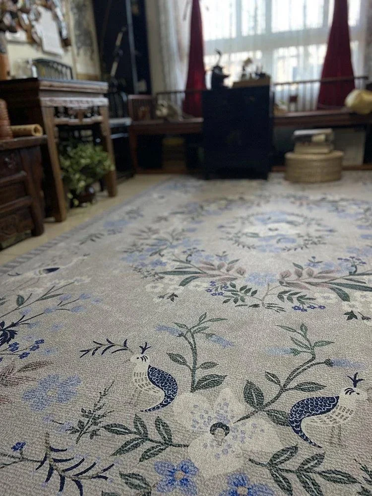 RetroBohoBirdFloralRugCarpetLargeAreaLivingRoomBalcony-Homeko4 Retro Boho Bird Floral Rug Carpet Large Area Living Room Balcony - Homeko