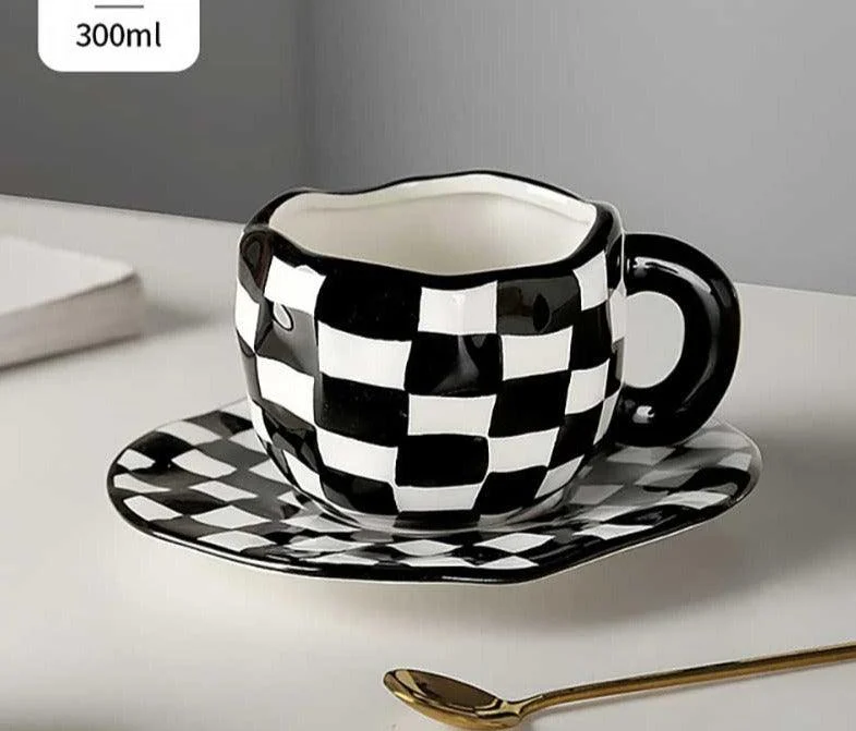 RetroCeramicCheckeredMug_2 Retro Ceramic Checkered Mug - ISTANBULLU LTD