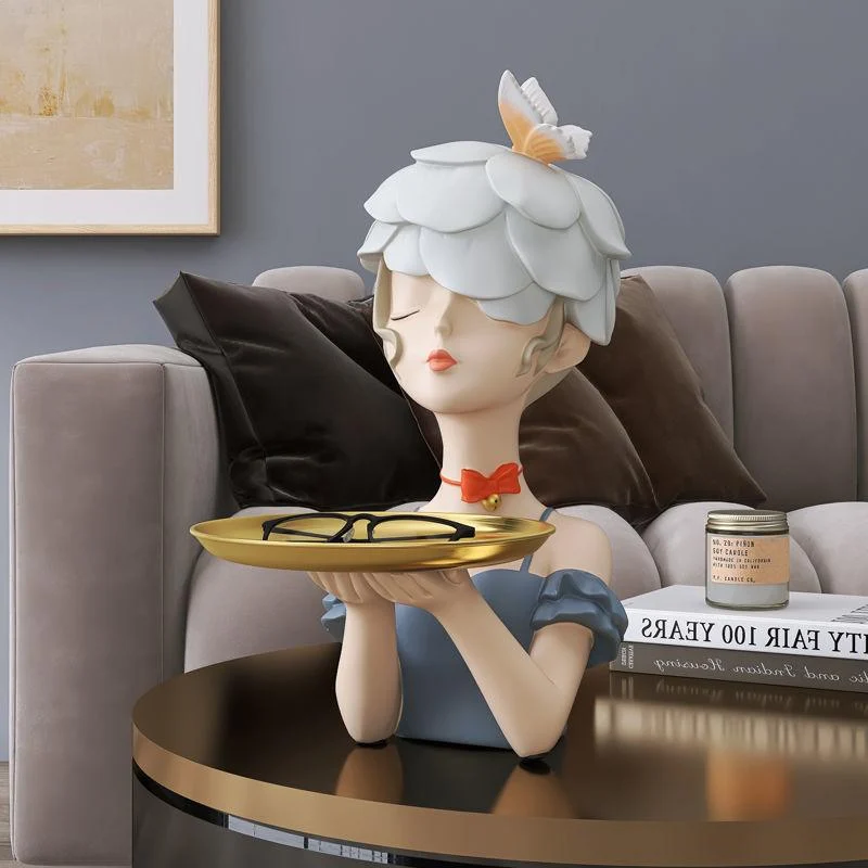 RetroFlowerHatGirlTray-Homeko4 Retro Flower Hat Girl Tray - Homeko