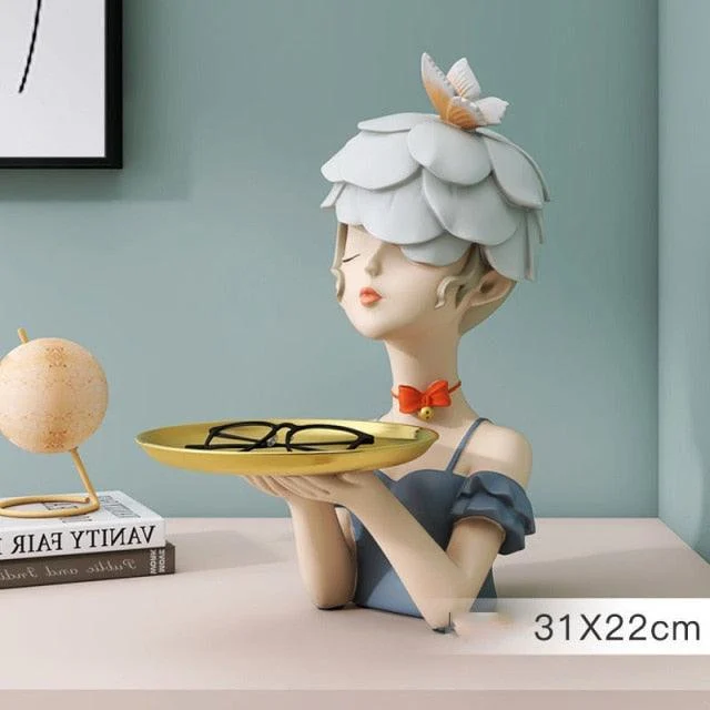 RetroFlowerHatGirlTray-Homeko6 Retro Flower Hat Girl Tray - Homeko