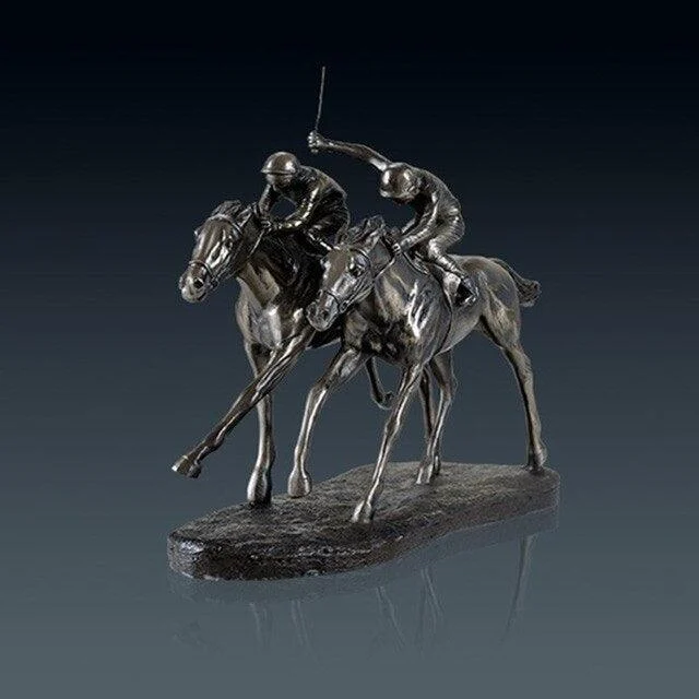 RetroHorseRacingJockeyArtSculpturesandStatuesResinAndCopperCraft-Homeko1 Retro Horse Racing Jockey Art Sculptures and Statues Resin And Copper Craft - Homeko