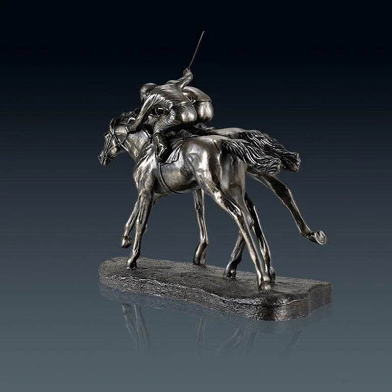 RetroHorseRacingJockeyArtSculpturesandStatuesResinAndCopperCraft-Homeko3 Retro Horse Racing Jockey Art Sculptures and Statues Resin And Copper Craft - Homeko