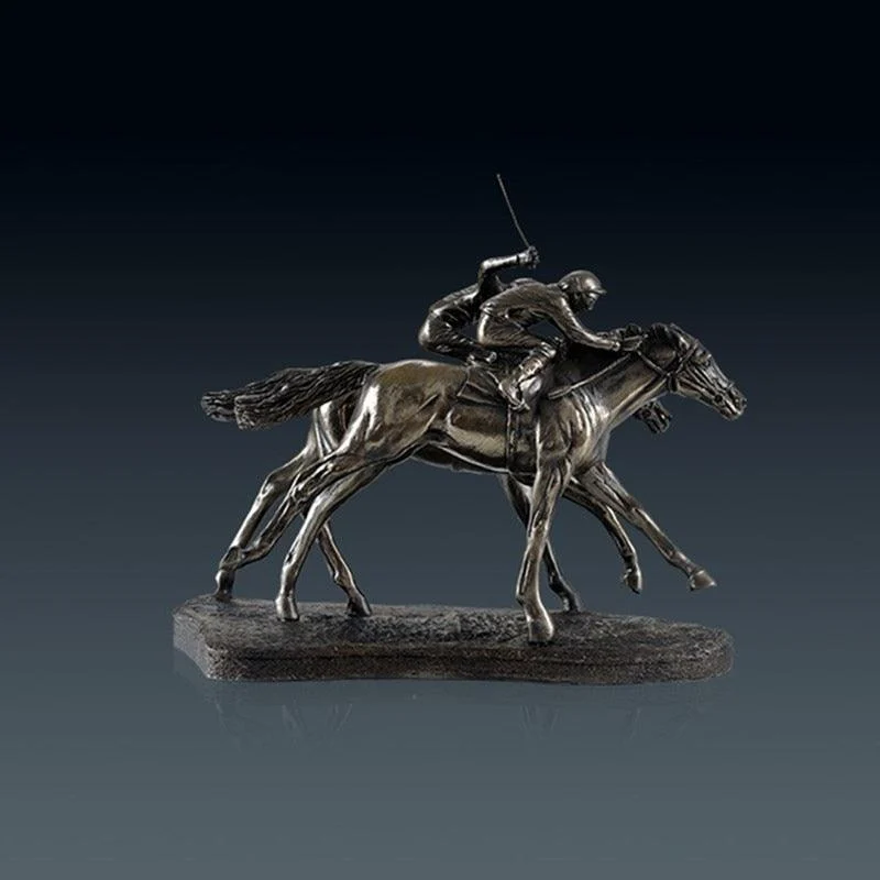 RetroHorseRacingJockeyArtSculpturesandStatuesResinAndCopperCraft-Homeko4 Retro Horse Racing Jockey Art Sculptures and Statues Resin And Copper Craft - Homeko