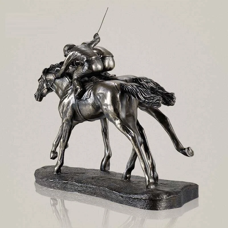 RetroHorseRacingJockeyArtSculpturesandStatuesResinAndCopperCraft-Homeko5 Retro Horse Racing Jockey Art Sculptures and Statues Resin And Copper Craft - Homeko