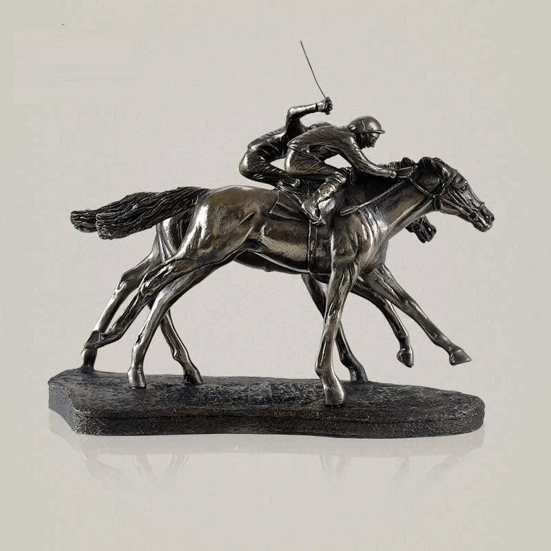 RetroHorseRacingJockeyArtSculpturesandStatuesResinAndCopperCraft-Homeko6 Retro Horse Racing Jockey Art Sculptures and Statues Resin And Copper Craft - Homeko