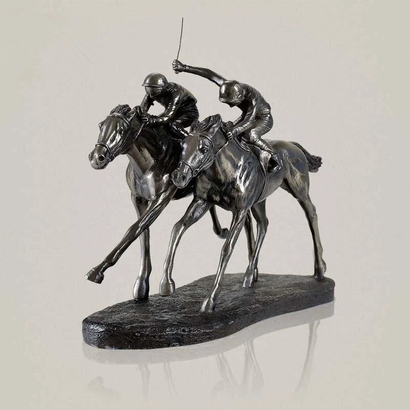 RetroHorseRacingJockeyArtSculpturesandStatuesResinAndCopperCraft-Homeko7 Retro Horse Racing Jockey Art Sculptures and Statues Resin And Copper Craft - Homeko