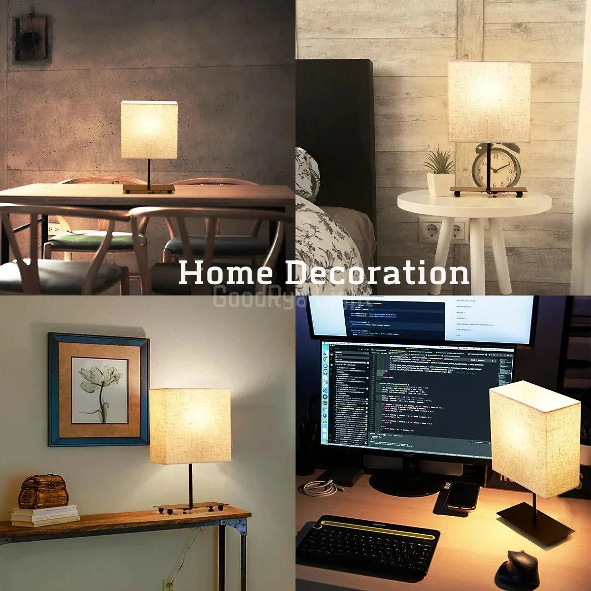 Retro Japanese Fabric Table Lamp USB Dimmable Lighting Bedside - Homeko