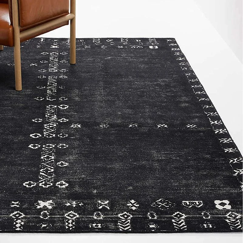 Retro Minimal Red Black Rug for Living Room Carpet - Homeko