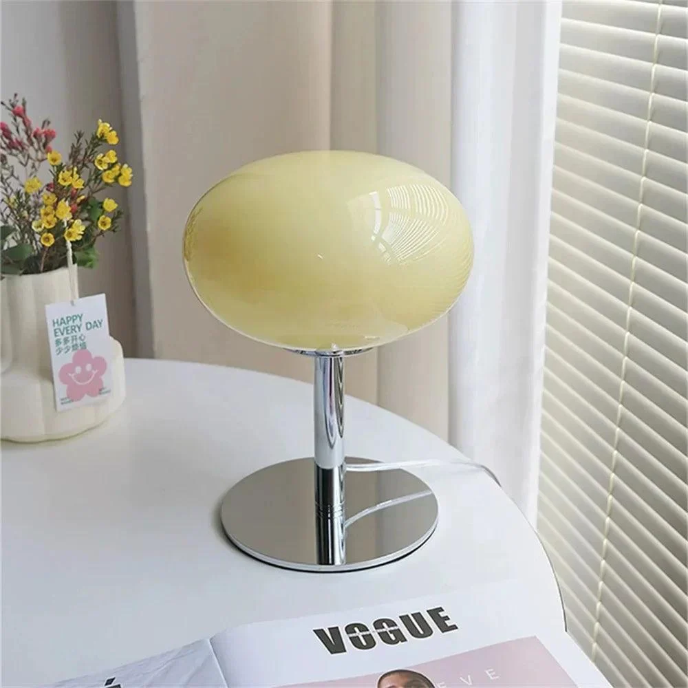 Retro Pink Yellow Medieval Glass Table Lamp Lighting Living Room - Homeko