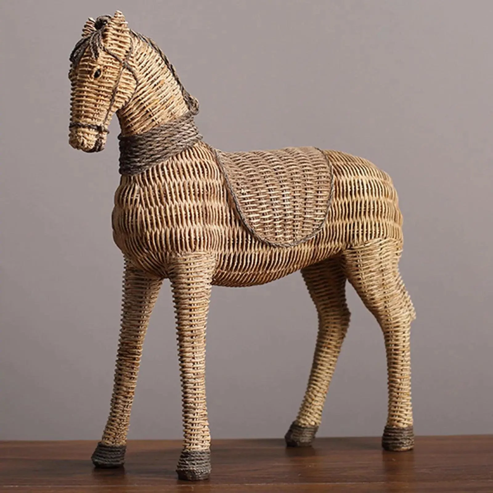 RetroRattanHorseArtCraftsHandmadeOfficeDecorGiftSculpturesandStatues-Homeko3 Retro Rattan Horse Art Crafts Handmade Office Decor Gift Sculptures and Statues - Homeko