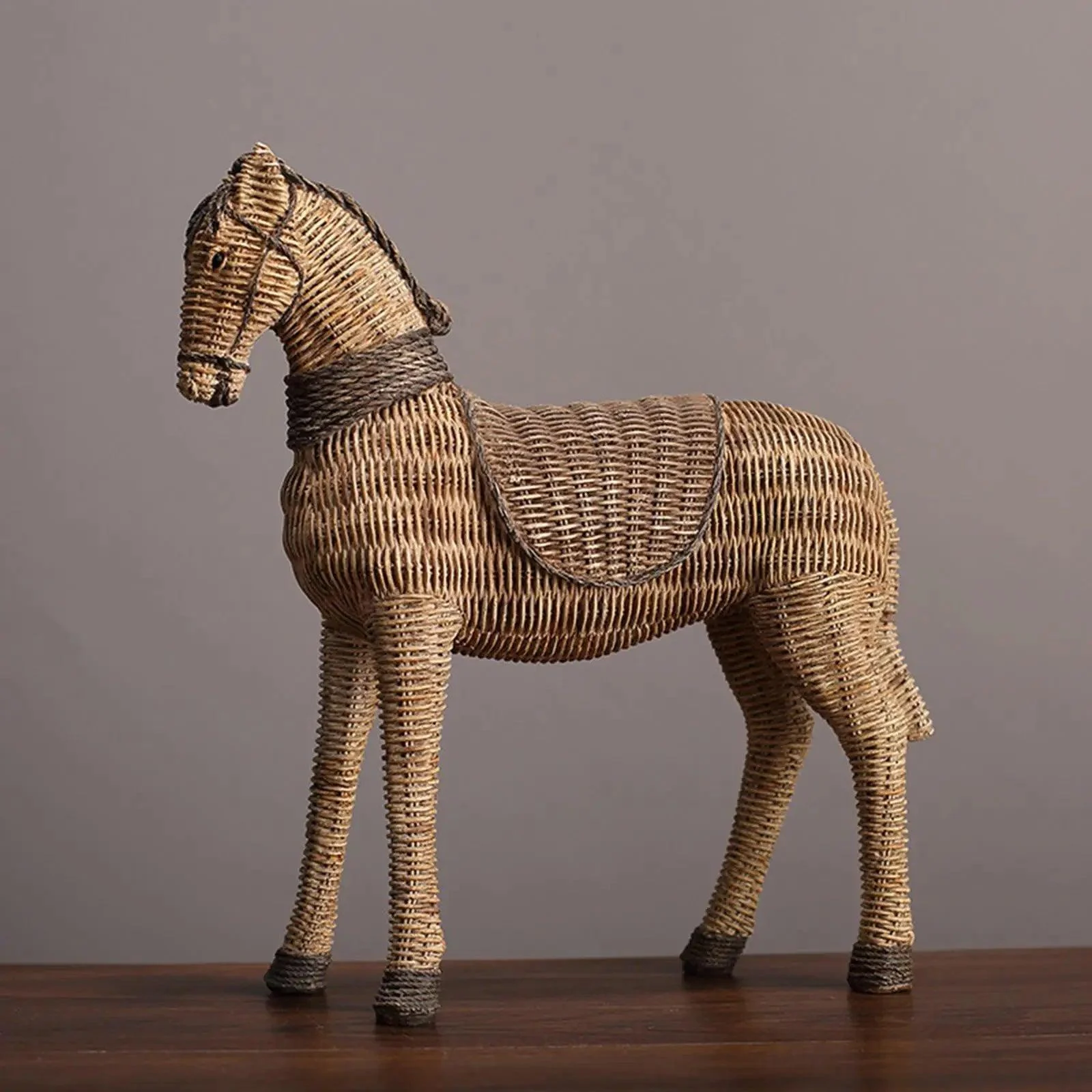 RetroRattanHorseArtCraftsHandmadeOfficeDecorGiftSculpturesandStatues-Homeko5 Retro Rattan Horse Art Crafts Handmade Office Decor Gift Sculptures and Statues - Homeko