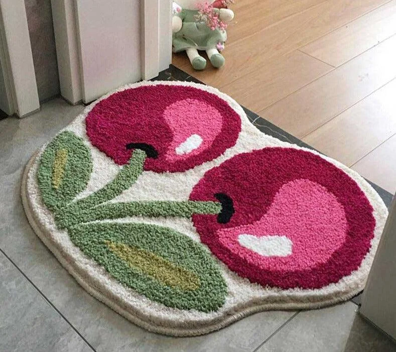 Retro Soft Fluffy Cherry Rug - ISTANBULLU LTD