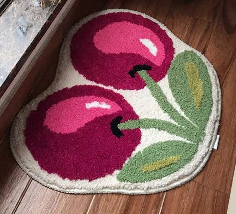 Retro Soft Fluffy Cherry Rug - ISTANBULLU LTD