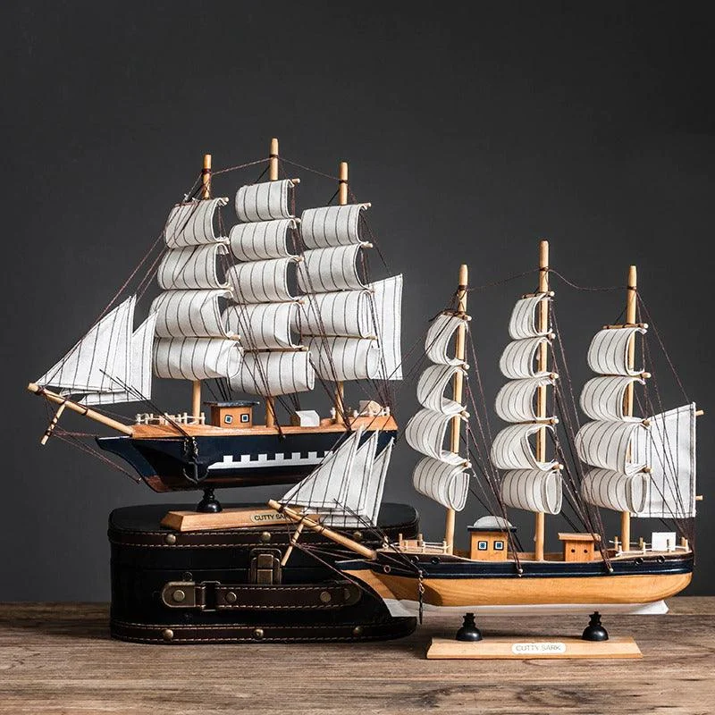 Retro Wooden Handmade Sailboat Miniature - Homeko