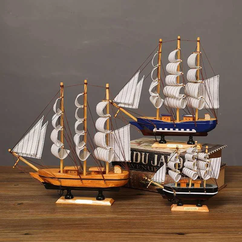 RetroWoodenHandmadeSailboatMiniature-Homeko3 Retro Wooden Handmade Sailboat Miniature - Homeko