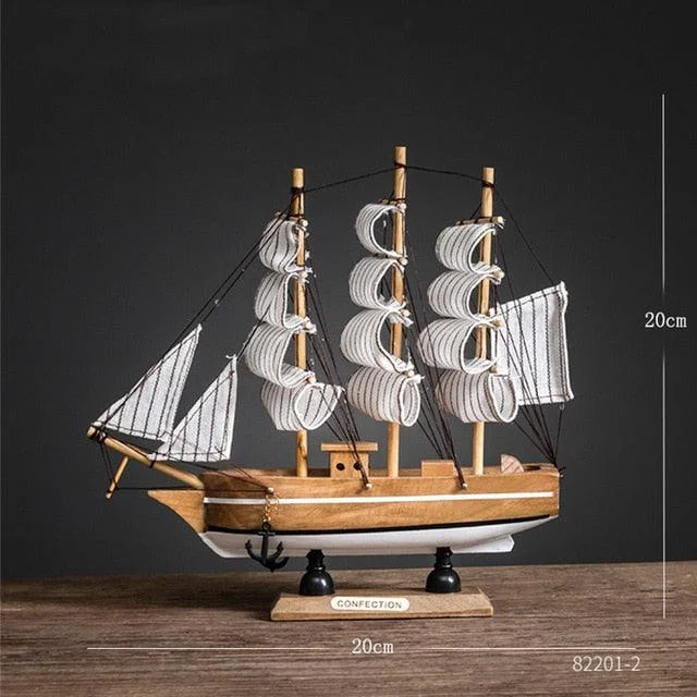 RetroWoodenHandmadeSailboatMiniature-Homeko7 Retro Wooden Handmade Sailboat Miniature - Homeko