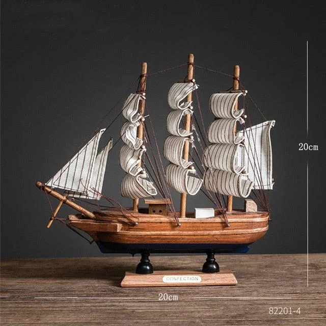 RetroWoodenHandmadeSailboatMiniature-Homeko9 Retro Wooden Handmade Sailboat Miniature - Homeko