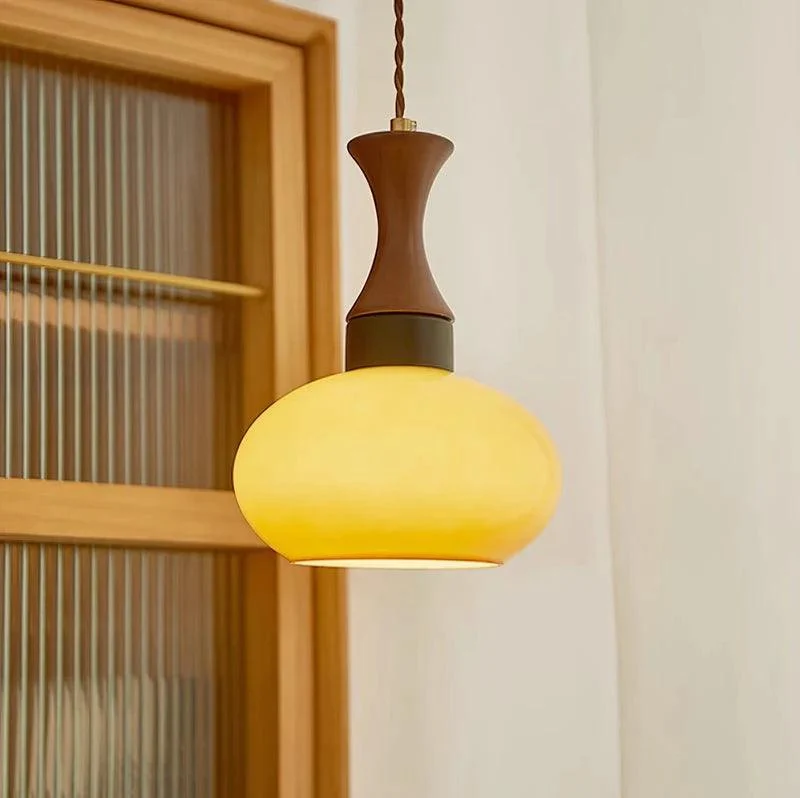 RetroWoodenOrangeDomeKitchenIslandHangingLight-Homdiy_4 Retrowoodenorangedomekitchenislandhanginglight Homdiy 4