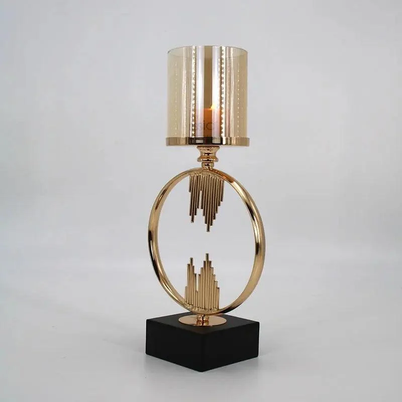 Ring Metal & Glass Candle Holder - ISTANBULLU LTD