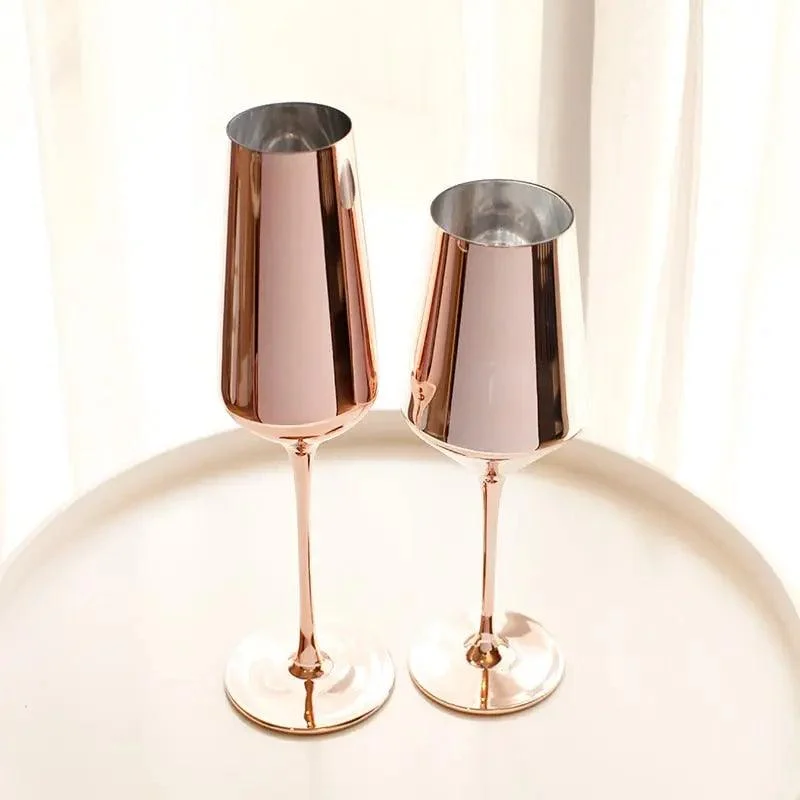 Rose Gold Champagne Flutes - ISTANBULLU LTD