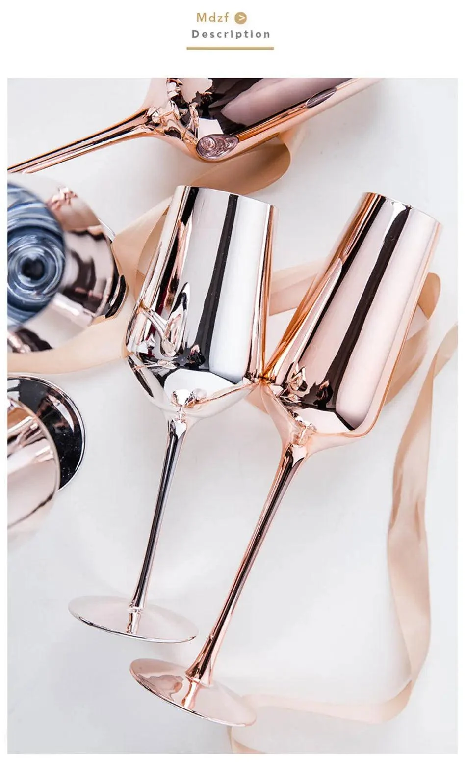 Rose Gold Champagne Flutes - ISTANBULLU LTD