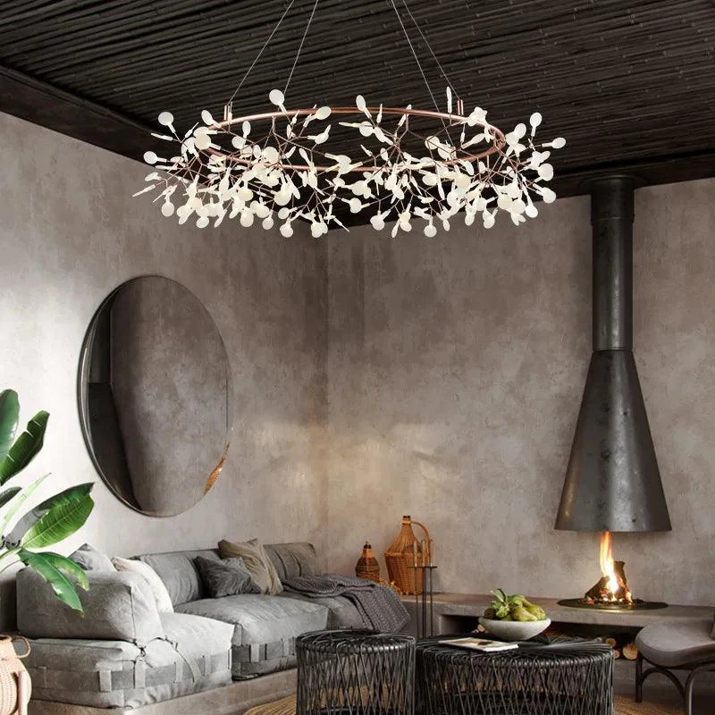RoseGoldNordicChandelierArtLightingHanginglivingRoomRestaurantKitchenFireflyLampBranchRound-Homeko1 Rose Gold Nordic Chandelier Art Lighting Hanging living Room Restaurant Kitchen Firefly Lamp Branch Round - Homeko